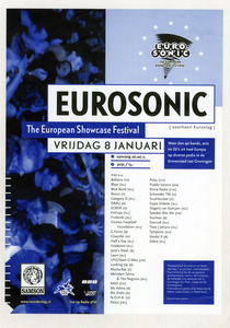 affiche Eurosonic 1999 <br/>Elzo Smid <br/>Stichting Noorderslag <br/>8 januari 1999 <br/>concertaffiche <br/>De Oosterpoort <br/>eerste editie van het festival onder de naam <br/>Eurosonic
