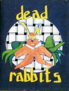 Act(naam): Dead Rabbits <br/>Beschrijving: afbeelding die op een grote (spaan)plaat is geverfd om op het podium achter de band te plaatsen
