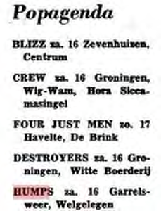 Popagenda : Nieuwsblad v/h Noorden Act(naam): The Humps, de Wig-Wam, Witte Boerderij<br/> <br/>Bron: Nieuwsblad v/h Noorden<br/> <br/>Datum: 15-maart-1968