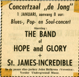 Concertzaal de Jong : advertentie in het Nieuwsblad van het Noorden