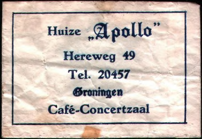 Huize Apollo : concertzaal Hereweg sukerzakje