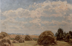 550; Foto van een schilderij, getiteld Hooioppers nabij Baambrugge van Folkert Post