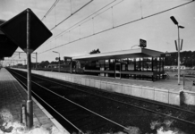 153073 Gezicht op de perronzijde van het N.S.-station Elst te Elst.