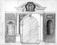 31536 Ontwerptekening van de poort van het Provinciaal Ammunitiehuis te Utrecht.