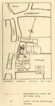 80511 Plattegrond van de omtrek van het middeleeuwse paleis Lofen in relatie tot de nieuwere bebouwing tussen de ...