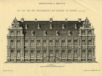 206073 Opstand van de voorgevel van het paleis van koning Frederik van de Palts te Rhenen.