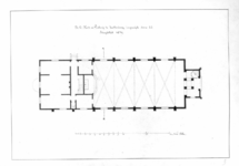 135122 Plattegrond van de rooms-katholieke kerk en pastorie in Soesterberg.