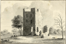 201979 Gezicht op de ruïne van het kasteel Te Vliet (gemeente Oudewater).